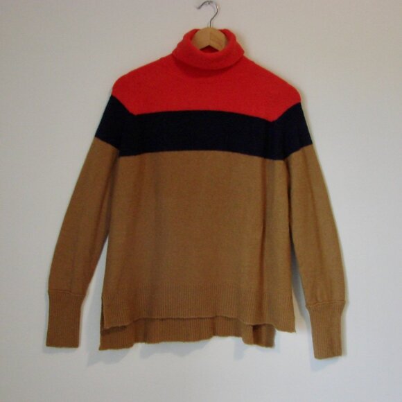 J. Crew Red, Navy, and Tan Turtleneck Sweater US M - Picture 6 of 14